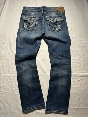 Silver Jeans Women TUESDAY Mid Baby Boot Studded Embellished Flap Pocket W28/L31